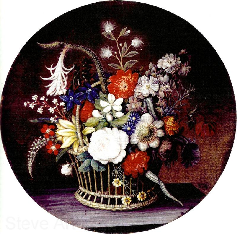 magdalene margrethe barens korg med blomster France oil painting art